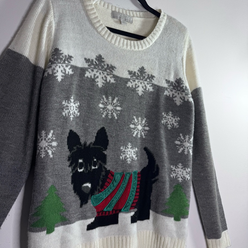 Carolyn Taylor XL Christmas Sweater Scottie Dog Snowflake Holiday Novelty Knit